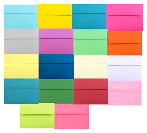 Assorted Multi Colors 25 Pack A7 Envelopes 5-1/4 x 7-1/4 for 5 X 7 Greeting Cards, Invitations Announcements - Astrobrights & More from The Envelope Gallery