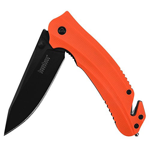 Kershaw Barricade (8650) Multifunction Rescue Pocket Knife with 3.5 Inch Stainless Steel Blade; Features SpeedSafe Assisted Opening with Flipper, Glass Breaker Tip, Belt Cutter, and Pocketclip; 4.5 oz