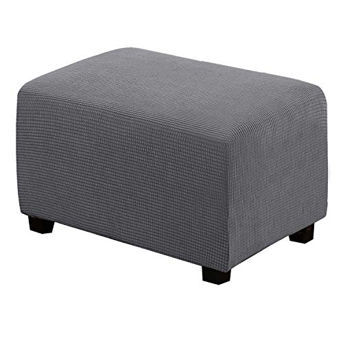 Ottoman Slipcovers Rectangle Gray Footrest Sofa Slipcovers Footstool Protector Covers Stretch Fabric Storage Ottoman Covers, High Spandex Slipcover Machine Washable, Ottoman Large Size