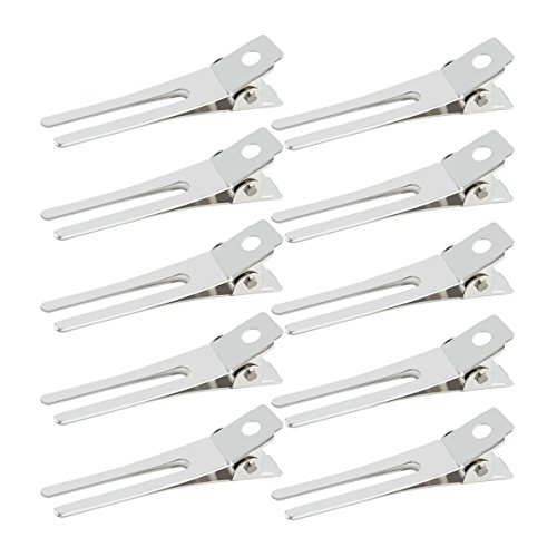 50pcs Hairdressing Double Prong Curl Clips, Wobe 1.8' Curl Setting Section Hair Clips Metal Alligator Clips Hairpins for Hair Bow Great Pin Curl Clip, Styling Clips for Hair Salon, Barber (Silver)