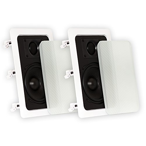 Theater Solutions TS50W in Wall Speakers Surround Sound Home Theater Pair, White, 5.25-Inch