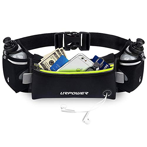 URPOWER Upgraded Running Belt with Water Bottle, Running Fanny Pack with Adjustable Straps, Large Pocket Waist Bag Phone Holder for Running Fits 6.5 inches Smartphones, Running Pouch