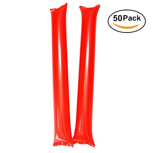 Thunder Sticks, Inflatable Stadium Noisemakers Bam Bam Cheer Sticks Blow Bar Inflatable Boom Sticks Noisemakers Stick Basketball Football Noisemakers Party Favors (Red)