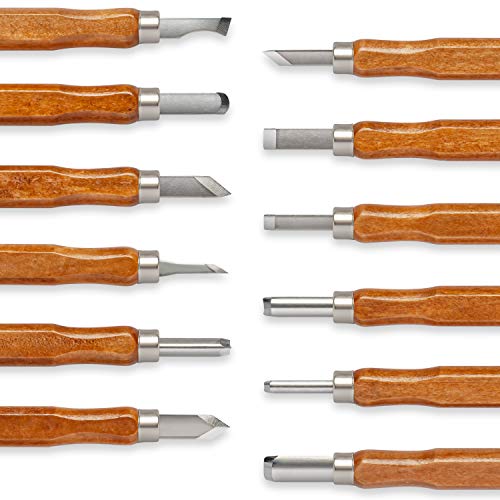 Premium Mart’s Wood Carving tools for beginners - 12 Piece Wood Carving Set for Beginners with Japanese SK2 Blades and Wooden Handles - Whittling Kit with Various Carving Tools - Great For Kids