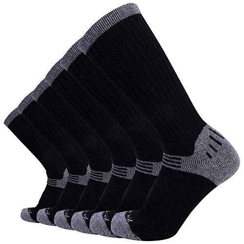 Enerwear 6P Pack Men's Merino Wool Blended Outdoor Trail Socks (US 10-13, Black)