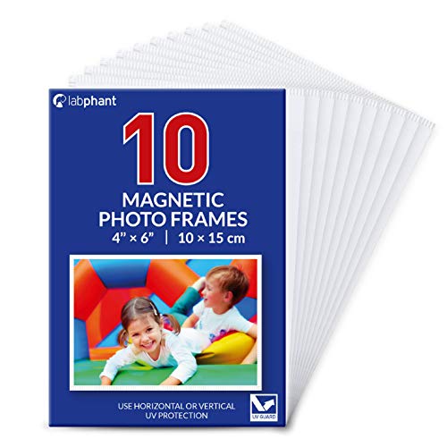 labphant 10 Pack 4x6 Inch Magnetic Picture Frames; Photo Pocket Frames with White Borders for Fridge 4 x 6 Inch Great for Displaying Pics on The Refrigerator (White)