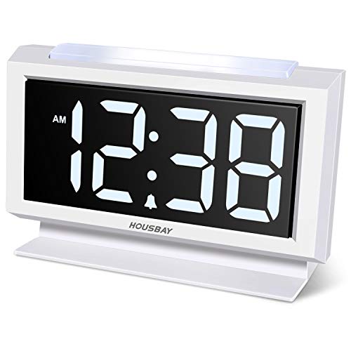 Housbay Digital Alarm Clocks for Bedrooms - Handy Night Light, Large Numbers with Display Dimmer, Dual USB Chargers, 12/24hr, Outlets Powered Compact Clock for Nightstand, Desk, Shelf