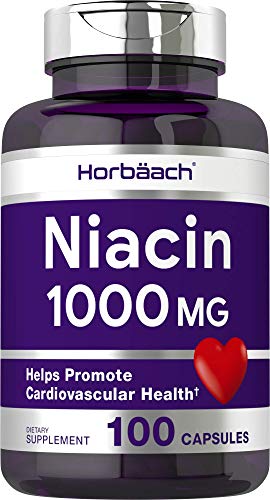 Niacin 1000mg 100 Capsules | Non-GMO, Gluten Free | Vitamin B3 | by Horbaach