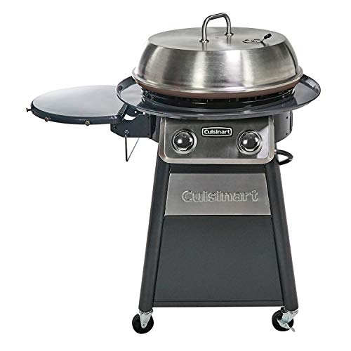 CUISINART CGG-888 Grill Stainless Steel Lid 22-Inch Round Outdoor Flat Top Gas, 360° Griddle Cooking Center