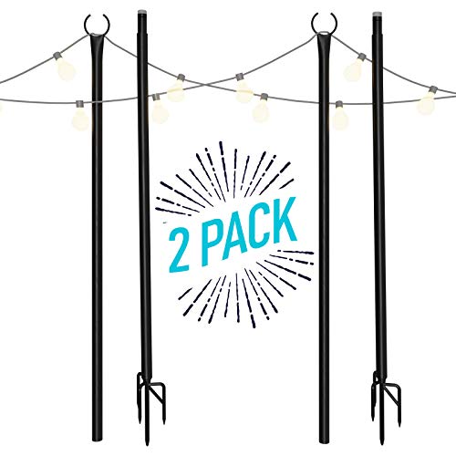 Holiday Styling: String Light Poles for Outdoors (2 x 9ft) Twist Connection Pole to Stay Straight + Strong for LED Hanging Solar Bulbs for House Garden Patio Wedding Cafe Party
