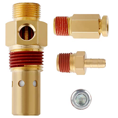 Hromee Air Compressor Replacement Components Brass 1/2 Inch MNPT Compressor in Tank Check Valve Kit with Three Different Unloader Tube Fittings 20 SCFM 4 Pieces