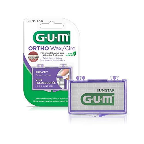 GUM Orthodontic Wax, Mint with Vitamin E and Aloe Vera (Pack of 6)