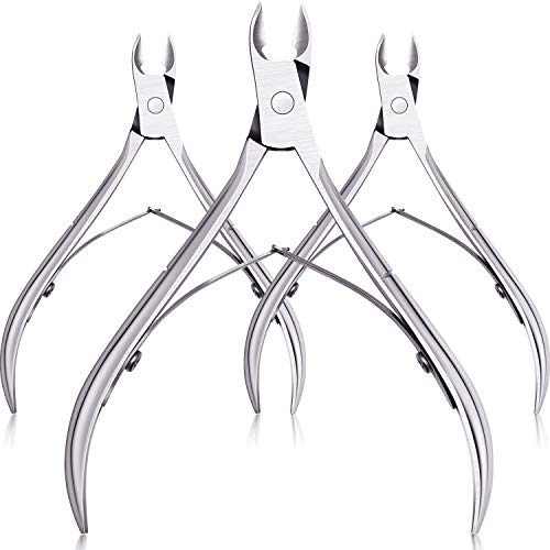 3 Packs Cuticle Cutter Cuticle Nippers Pointed Blade Cuticle Trimmer Stainless Steel Nail Clippers Manicure Tool for Fingernails No Cuticle Pusher (Silver)
