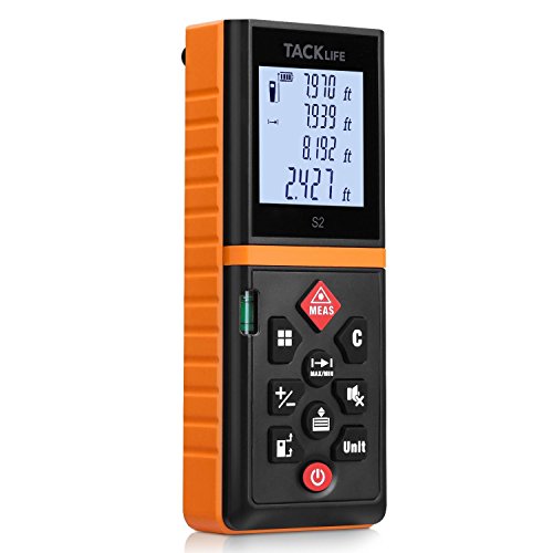 Tacklife Advanced Laser Measure 164 Ft Digital Laser Tape Measure with Mute Function Laser Measuring Device with Pythagorean Mode, Measure Distance, Area and Volume Black&Orange