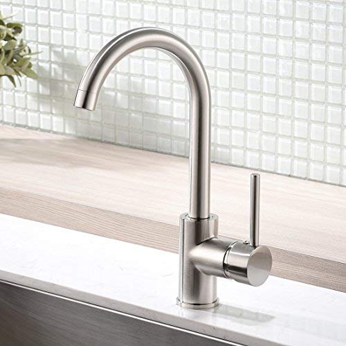 Modern Bar Sink Faucet -Gimili Bar Faucet for Kitchen Sink Single Handle Hot and Cold, Brush Nickle Prep Sink Faucet