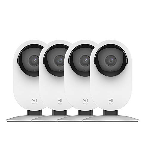 YI 4pc Home Camera, 1080p Wireless IP Security Surveillance System with Night Vision, Nanny Monitor on iOS, Android App, Cloud Service - Works with Alexa and Google Assistant