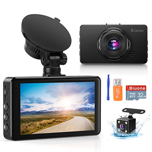 Dash Camera for Cars, Super Night Vision Dash Cam Front and Rear with 32G SD Card, 1080P FHD DVR Car Dashboard Camera with G-Sensor, WDR, Parking Monitor, Loop Recording, Motion Detection 2020 New
