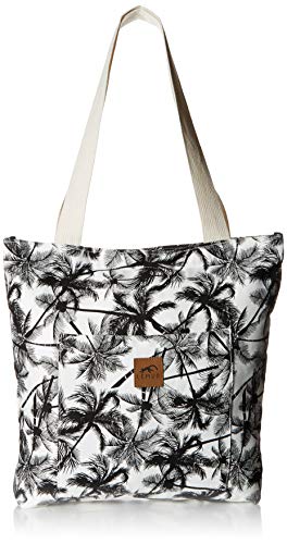 Canvas Shoulder Tote Bag - Large Eco-Friendly Zippered Tote with Front Pocket by Lemur Bags (Tropical Palm)