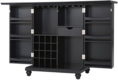 Crosley Furniture Cambridge Expandable Top Bar Cabinet, Black