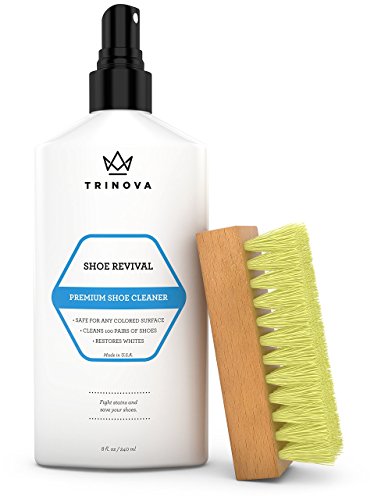TriNova Shoe Cleaner Kit - Tennis, Sneaker, Boots, More - Premiun Cleaning to Remove Dirt and Stains. Free Brush 8OZ