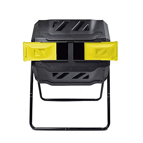 EJWOX Large Composting Tumbler - Dual Rotating Outdoor Garden Compost Bin, BPA Free/Easy Turn/Enough Height/Heavy Duty Capacity Composter(43 Gallon,Yellow)