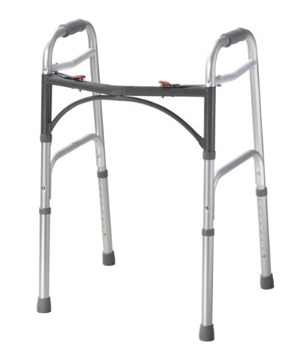 Drive Medical 10200-1 Deluxe Two Button Folding Walker, Silver