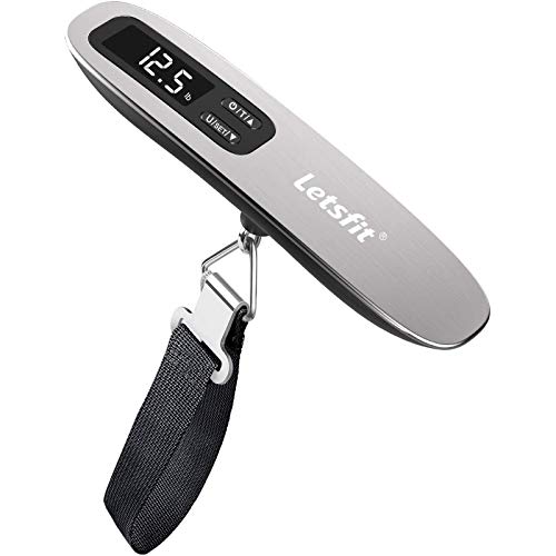 Letsfit Digital Luggage Scale, 110lbs Hanging Baggage Scale with Backlit LCD Display, Portable Suitcase Weighing Scale, Travel Luggage Weight Scale with Hook, Strong Straps for Travelers