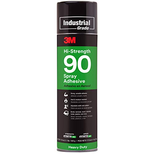3M Hi-Strength 90 Spray Adhesive | Permanent | Bonds Laminate, Wood, Concrete, Metal, Plastic | Clear Glue | 17.6 fl. oz. | Inverted Can