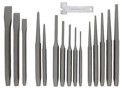 RAM-PRO 16-Piece Punch and Chisel Set | Kit Includes: Steel Pin, Taper, Center Punches, with Cold Chisels and Chisel-Punch Gauge | Perfect for Metal & Wood Work
