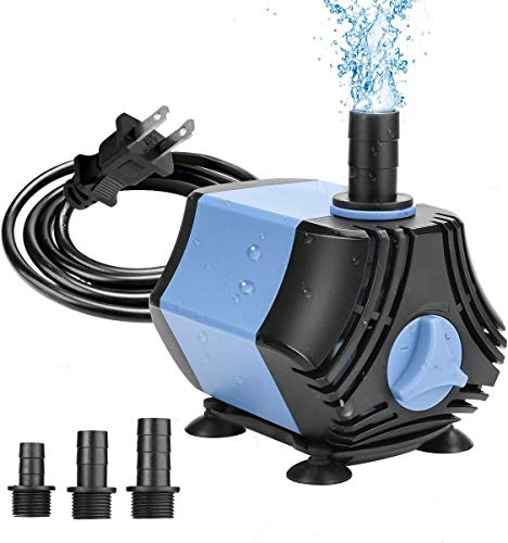 BestFire AC Submersible Water Pump, 30W Ultra-Quiet Fountain Pump 86.4'' Hight Lift with 3 Nozzles 58.8'' Power Cord 400Gph 1500L/H Electric Water Feature Pump for Pond/Aquarium/Fish Tank/Pool