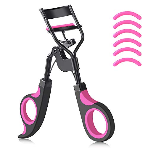 IYOCHO Painless metal eyelash curler with 6 replaceable silicone pads, Fits All Eye Shapes Get The Perfect Curl in 8 Seconds