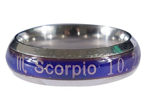 Acchen Mood Rings 12 Constellation Changing Color Emotion Feeling Finger Ring with Box (Scorpio)