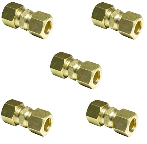 Lead Free Brass Union Coupling 3/8' COMP x 3/8' COMP Leak Proof Easy Connect Union (5 Pack)