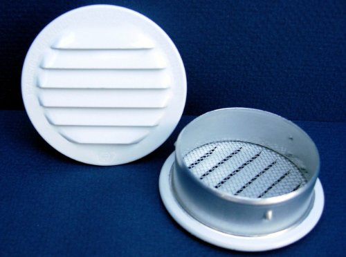 Maurice Franklin Louver-2 Inches Round White Aluminum Louver with Insect Screen (Priced Per Bag of 6). RLW-100