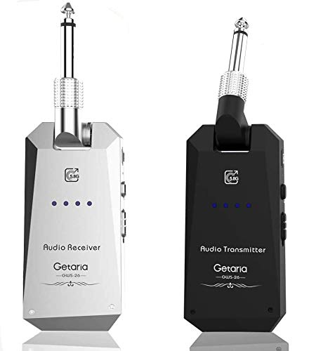 Getaria 5.8GHz Wireless Guitar System Wireless Guitar Transmitter Receiver set 4 Channels for Electric Guitar Bass