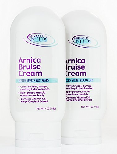 Miracle Plus Arnica Bruise Cream for bruising, swelling, discoloration. (Two - 4oz, Cream)
