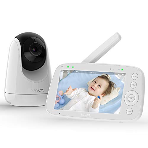 Baby Monitor, VAVA 720P 5' HD Display Video Baby Monitor with Camera and Audio, IPS Screen, 900ft Range, 4500 mAh Battery, Two-Way Audio, One-Click Zoom, Night Vision and Thermal Monitor