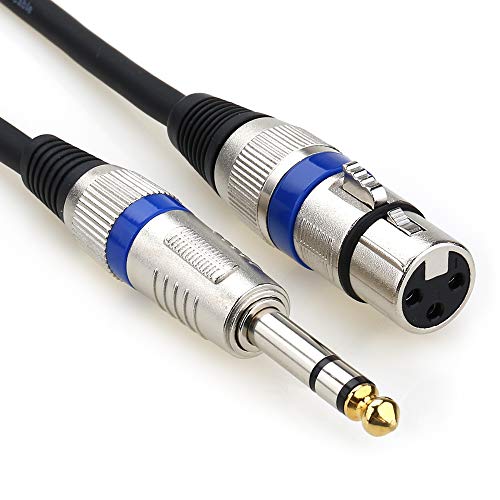 1/4 to XLR Microphone Cable, MOBOREST- XLR to 6.35mm Stereo Plug Interconnect Cable, Powered Speakers, Stage, DJ, Studio Sound Consoles (XLR Female -0.5Meter)