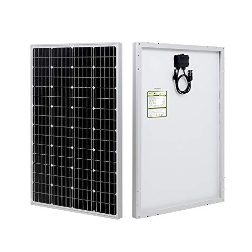 HQST 100 Watt 12 Volt Monocrystalline Solar Panel with Solar Connectors High Efficiency Module PV Power for Battery Charging Boat, Caravan, RV and Any Other Off Grid Applications