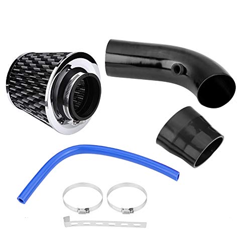 Acouto 76mm 3Inch Universal Car Cold Air Intake Hose Filter System with Air Intake Aluminum Pipe,Mounting Bracket,Tube Horse,Lock Rings(Black)