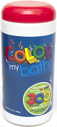 Color My Bath - 300 Tablet Jar - Fizzing Tub Water Primary Color Changing Tabs, Fun and Educational Bathtime Activity For Kids, Safe For Baby Non Toxic, Non Staining, Soap and Frangrance-Free Formula