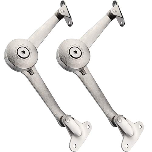 Douper Lid Support Hinge in Satin Nickel Lid Stay with Soft Close Toy Box Hinge Support Drop Lids of Cabinets Cupboard Wardrobe Max Weight Support 40lb/2pcs (2 Pack)