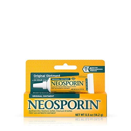 Neosporin Original First Aid Antibiotic Ointment with Bacitracin, Zinc For 24-Hour Infection Protection, Wound Care Treatment and the Scar Appearance Minimizer for Minor Cuts, Scrapes and Burns,.5 oz