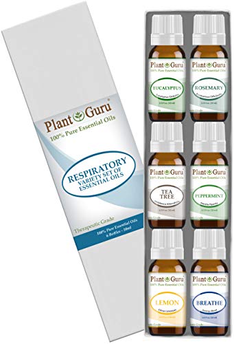 Respiratory Essential Oil Set 6-10 ml Pack Variety Kit 100% Pure Therapeutic Grade For Sinus, Allergy, Breathing Issues, Chest Congestion, Cough, Cold and Flu, Aromatherapy Humidifier Diffuser.