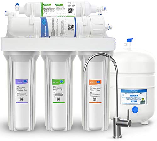 SimPure 100 GPD Reverse Osmosis Water Filter System - Under Sink 5 Stage RO Drinking Water Filtration Purifier, NSF Certified, High Capacity, TDS Reduction, Superb Taste, with Faucet and Tank - T1