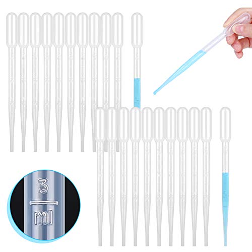 Ovsor 50PCS Plastic Disposable Transfer Pipettes, 3ml Calibrated Pipette Dropper for Essential Oils and Science Laboratory