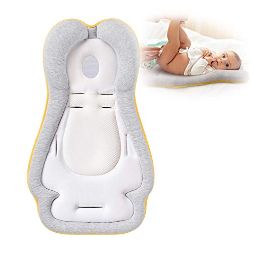 Portable Newborn Baby Head Support, Baby Bed Mattress, Infant Sleep Positioner, Untra Soft and Breathable Baby Bed Pillow for Newborn Baby and Infant, Infant Co Sleeper (Beige)