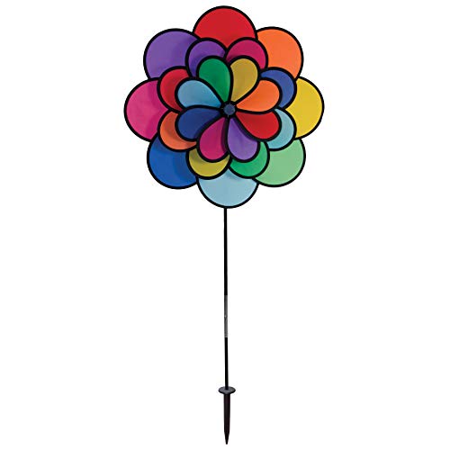 In the Breeze Best Selling Triple Wheel Flower - Ground Stake Included - Colorful Wind Spinner for your Yard or Garden