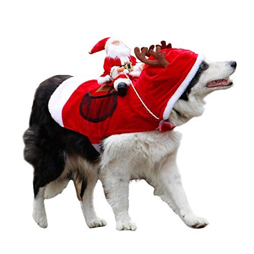 royalwise RW03-RD-XL Royal Wise Running Santa Christmas Pet Costumes, Apparel Party Dressing Up Clothing for Dogs Cats Clothes Pet Outfit, Red, X-Large