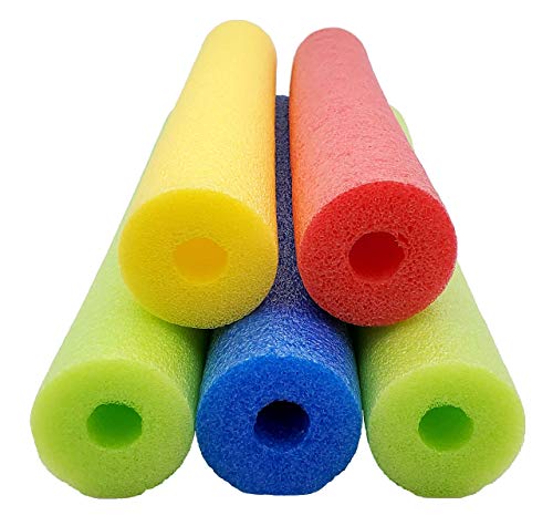 Fix Find - Pool Noodles - 5 Pack of 52 Inch Hollow Foam Pool Swim Noodles | Multi-Colored Foam Noodles